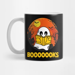 Boooks Ghost Halloween Bookworm Librarian Teacher Mug